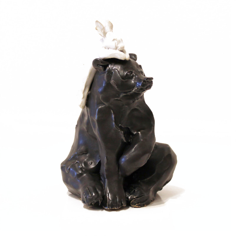 Kylie Matheson "Bear and Rabbit", Ceramic Sculpture, 150 H x 100 W x 100mm D, 2023
