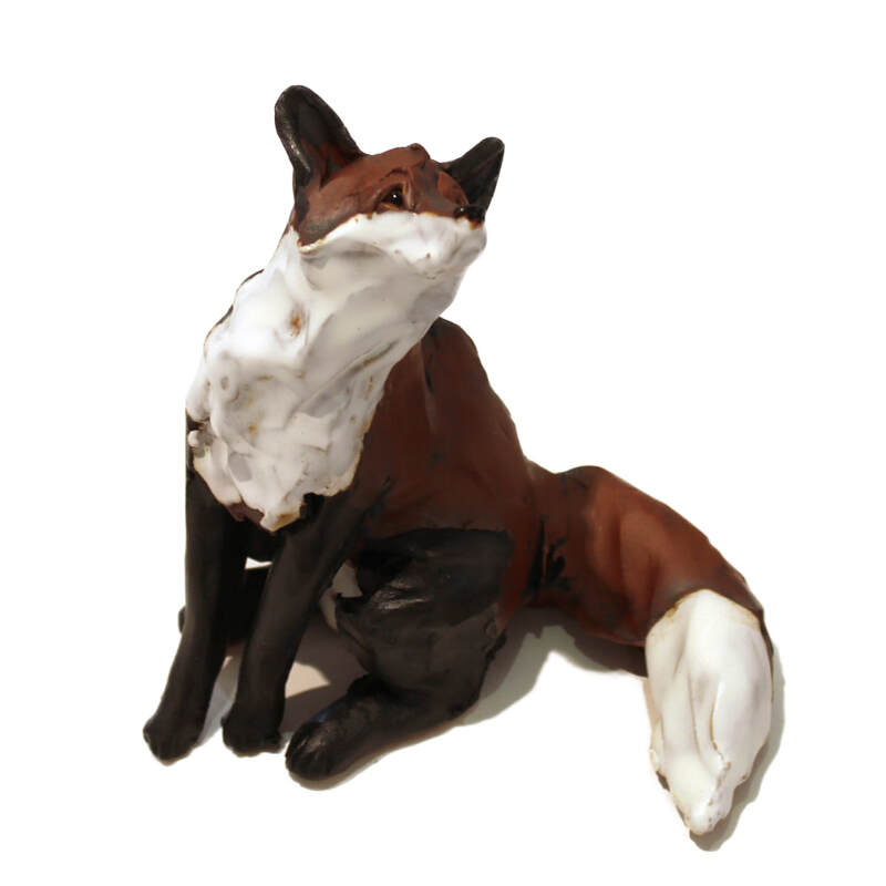Kylie Matheson, "Pint Sized Foxes", Hand Built Ceramic Sculpture, 150 H x 120 W x 150mm D, 2024