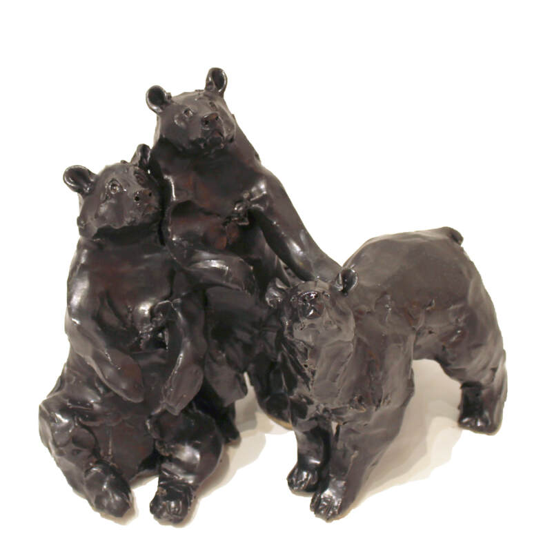 Kylie Matheson, "Brother Bears (Three Black Bears)", Ceramic Sculpture, 180 x 240 x 150mm, 2023