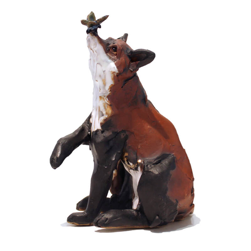 Kylie Matheson, "Tiny Fox", Ceramic Sculpture, 110 H x 180 W x 100mm D, 2024
