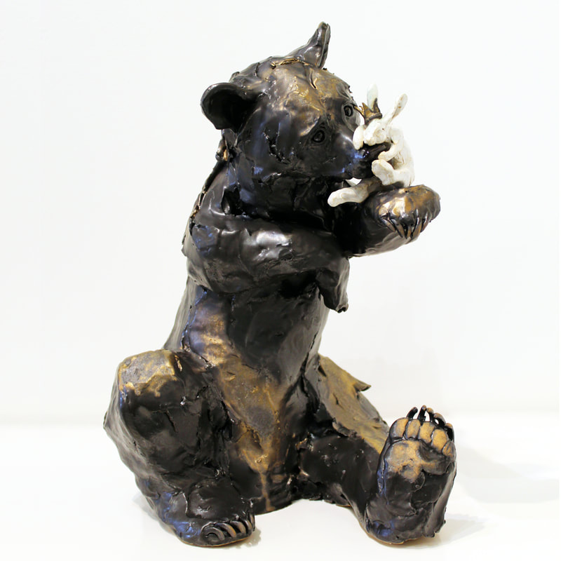 Kylie Matheson- "Grizzle and Queen Bear", Ceramic Sculpture, 460 x 260 x 290mm, 2023, SOLD