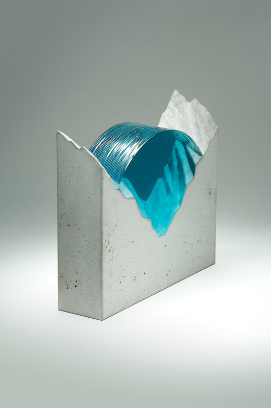 Ben Young- Last Traces of Night, Float Glass and Cast Concrete, H 42 x W 50 x D 13cm