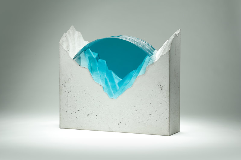 Ben Young- Last Traces of Night, Float Glass and Cast Concrete, H 42 x W 50 x D 13cm