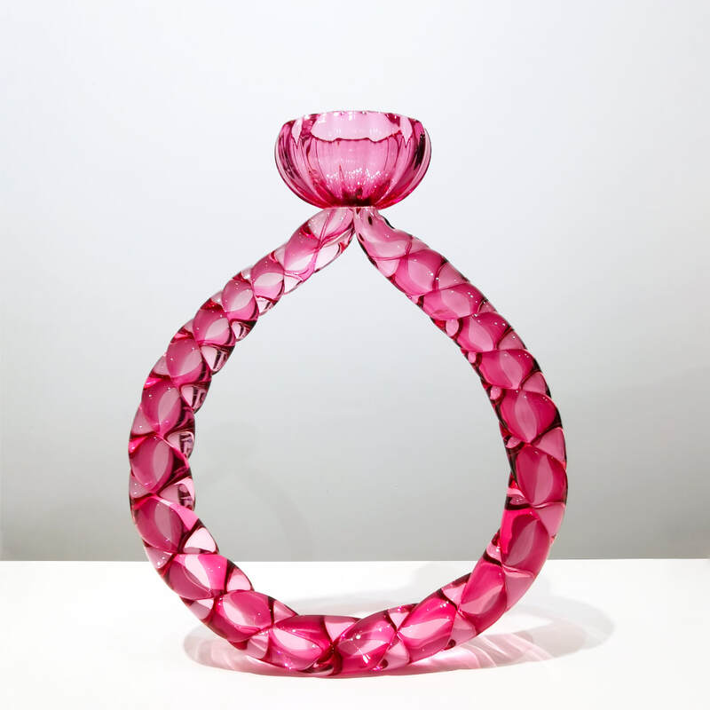 Laurel Kohut, "Entwined Series - My Heart (Pink)", Hand Blown and Fused Glass, 300 H x 240 W x 80mm D, 2023
