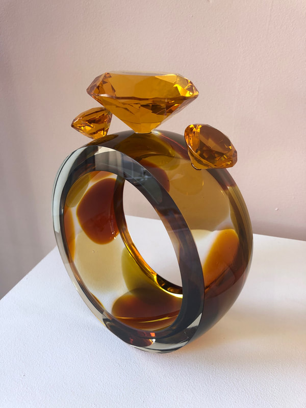 Laurel Kohut- "Tortoiseshell Memento", Blown, Cut and Assembled Glass Sculpture, 270 x 220 x 100mm, 2021, SOLD