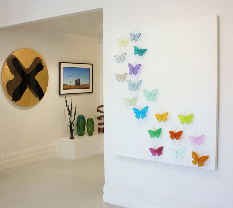 Lukeke Cast Glass Butterflies In Situ at Black Door Gallery