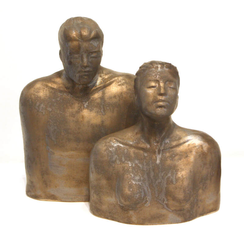 Mariska De Jager, "Couple", Sculpture (Pair), 320 H x 350mm W, Ceramic, 2020, SOLD