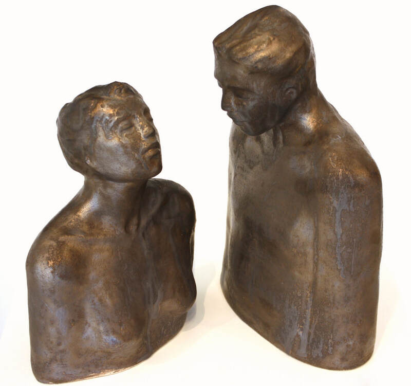 "Couple", Sculpture (Pair), 320 H x 350mm W, Ceramic, 2020, SOLD
