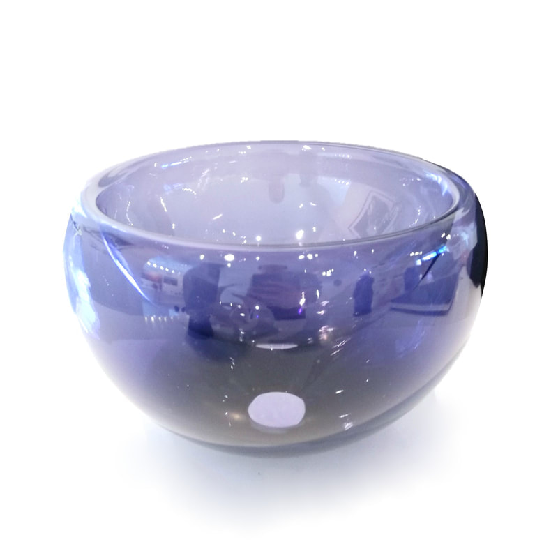 Matt Hall- "Dimple Bowl", Hand Blown Glass, 240mm diameter, 2020