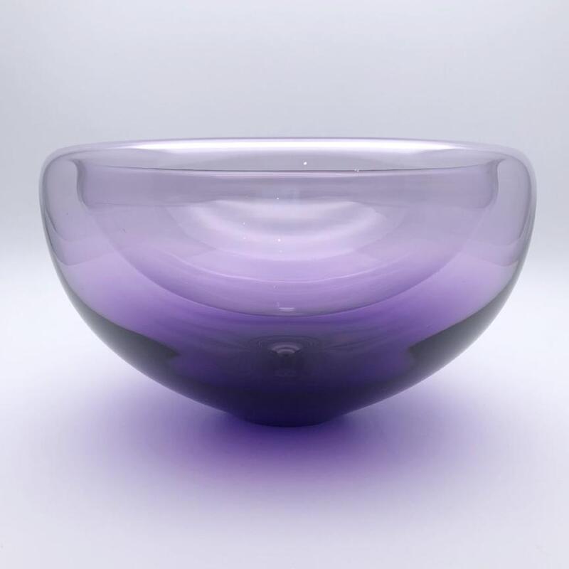 Matt Hall- "Dimple Bowl (Hyacinth)", Hand Blown Glass, Diameter 270mm x H 175mm, SOLD