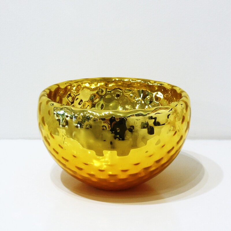Matt Hall- "Indentazione (Gold)", Hand Blown Glass- Mirrored Glass, Diameter 270mm x H 175mm, 2022