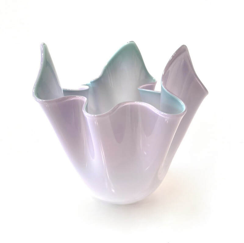 Matt Hall- "Fazzoletto (Purple / Blue)", 
Hand Blown Glass, Diameter 205 H x 200 W x 210mm D, 2023, SOLD
