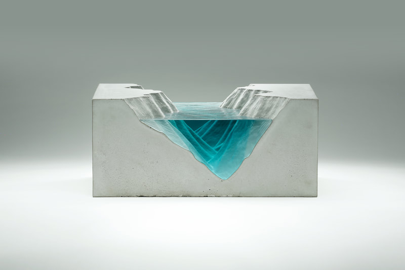 Ben Young- Moving With Time, Float Glass and Cast Concrete, H 29 x W 50 x D