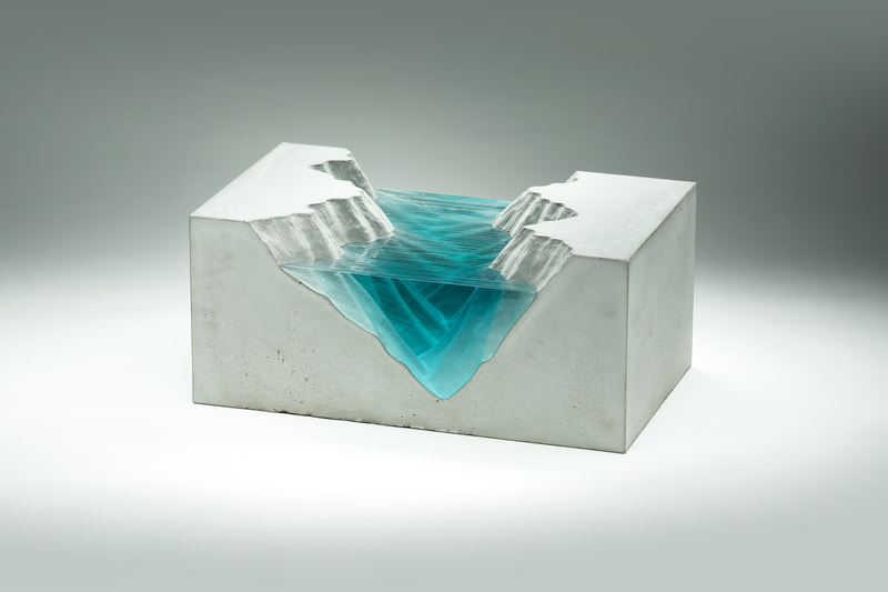 Ben Young- Moving With Time, Float Glass and Cast Concrete, H 29 x W 50 x D 22cm