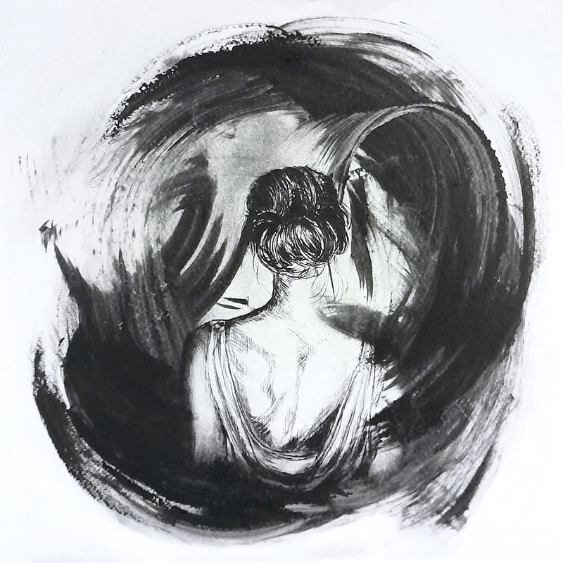 Neala Glass "Calm in the Chaos", Etching and Monotype, 400 x 400mm (Framed Size), 2023