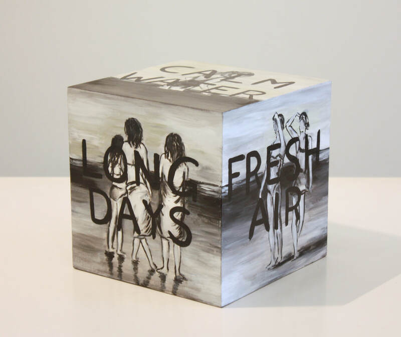 Neala Glass- "Memory Cube I", Acrylic on Board, 200 x 200 x 200mm, 5 original paintings (one on each side), 2022