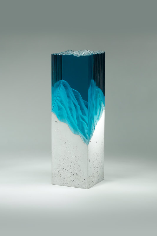Ben Young, Ocean Pillar, Laminated float glass & cast concrete, 650 H x 200 W x 200mm D, 2021