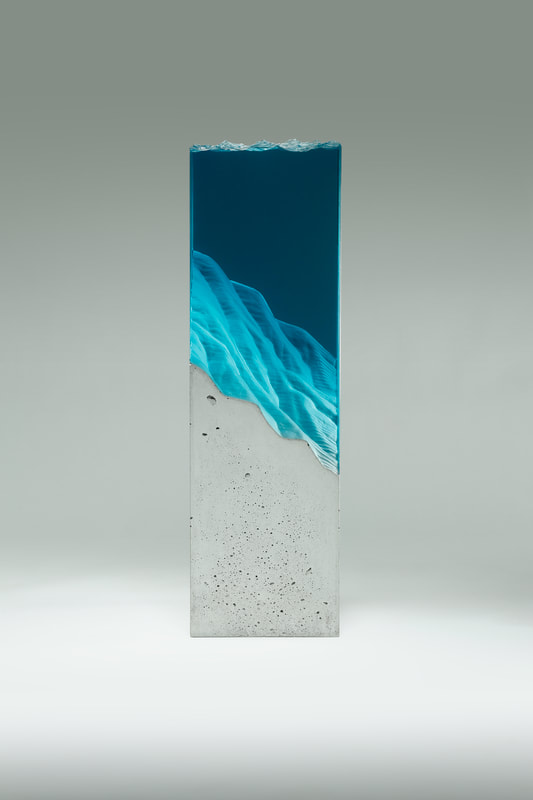 Ben Young, Ocean Pillar, Laminated float glass & cast concrete, 650 H x 200 W x 200mm D, 2021