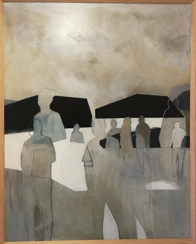 Odelle Morshuis-"Islands in the Fog”, Acrylic on Board, Framed (Oak), size 1230 x 990mm including frame, 2021