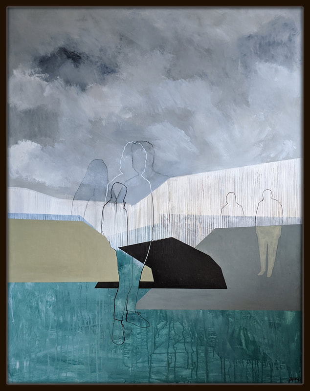 Odelle Morshuis- "Winter's Gorge", Acrylic and Graphite on Canvas, 98 x 124cm Framed Size, 2021