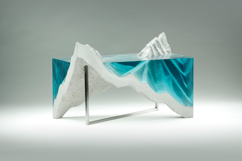 Ben Young- Parted By Water, Float Glass, Cast Concrete and Steel, H 32 x W 50 x D 25cm