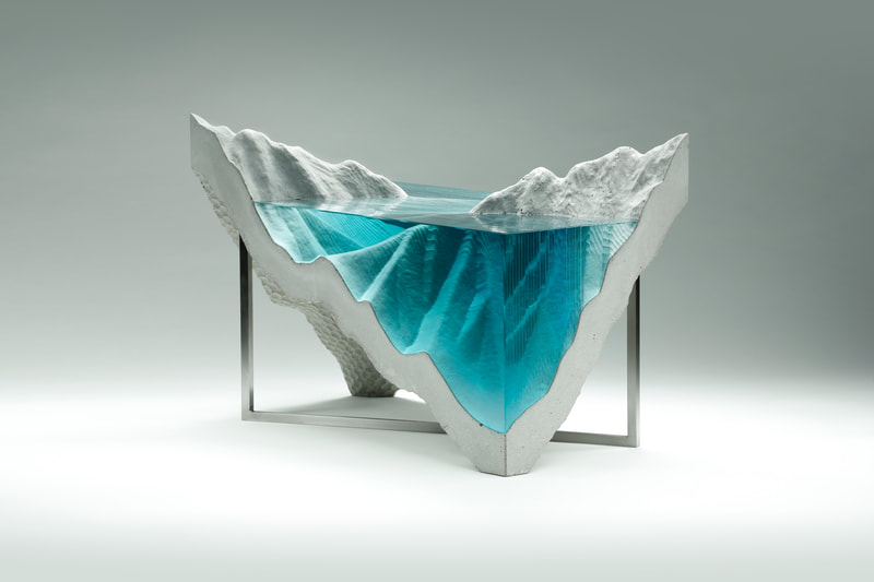 Ben Young- Parted By Water, Float Glass, Cast Concrete and Steel, H 32 x W 50 x D 25cm