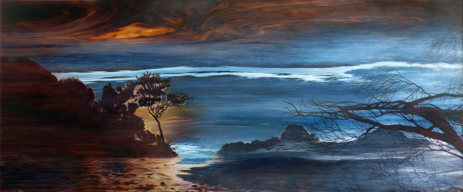 Ben Timmins, "Peripheral Rhythm", Oil on Kauri, 2300 x 900mm, SOLD