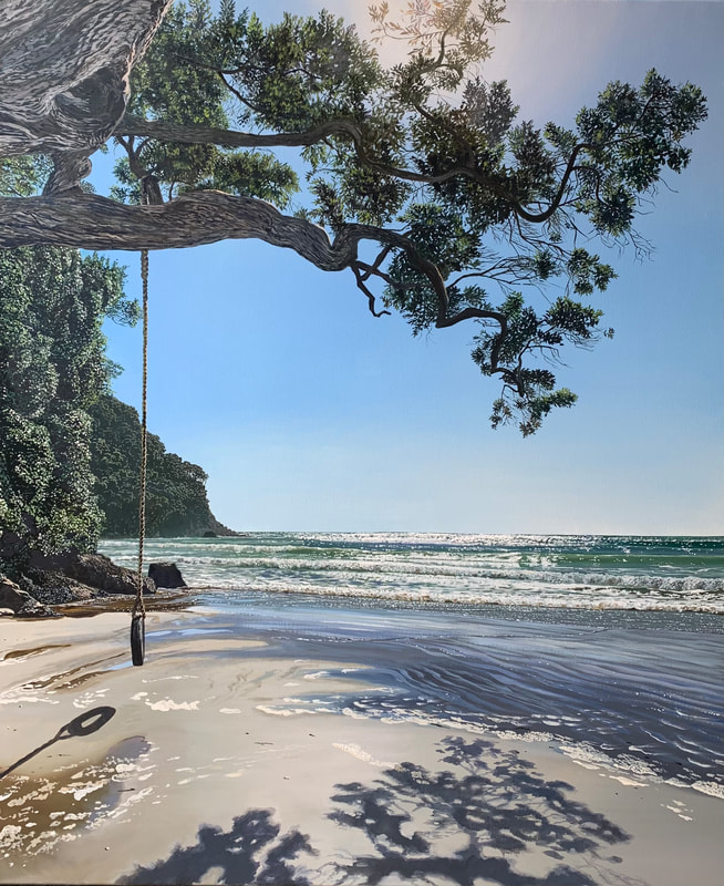 Phil Hanson, "Go on, you know you want to...", Waihi Beach, Oil on Canvas, 1200 x 1000mm, 2021