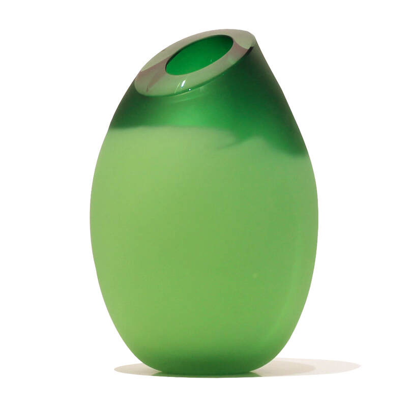 Philip Stokes, "Hot Pocket- Green", Hand Blown Glass, 220mm Height, 2023