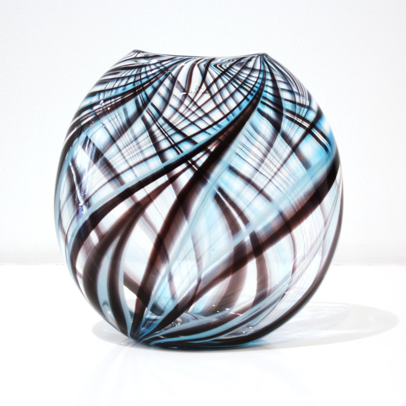 Hoglund Art Glass- "Quill Vase", Purple and Blue, 230mm height, 2021