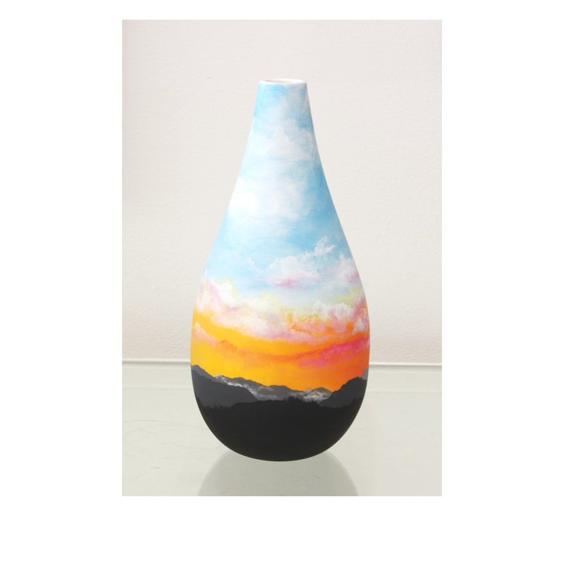 Rachel Murphy- "Last Blush Series- Tall Globe", Hand formed and painted porcelain with 24ct gold leaf, 28cm H