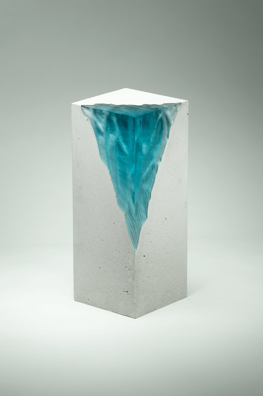 Ben Young, Rain Light, Float Glass and Cast Concrete, H 45 x W 18 x D 18cm