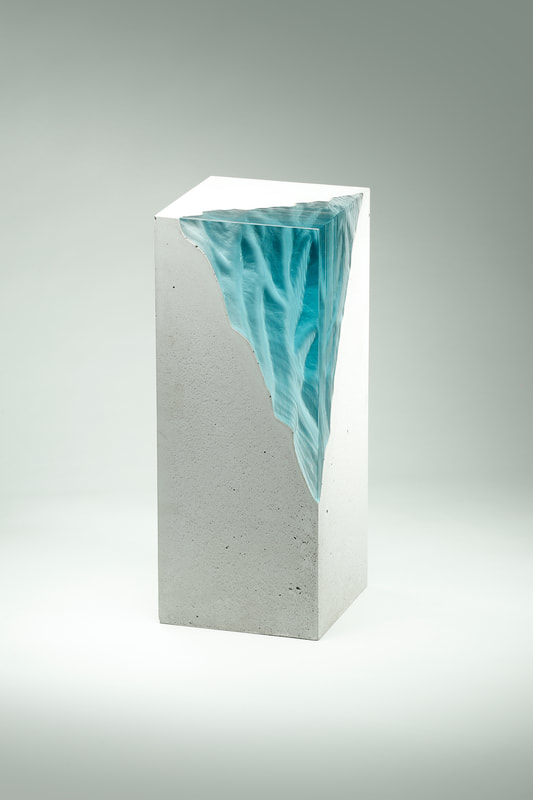 Ben Young- Rain Light, Float Glass and Cast Concrete, H 45 x W 18 x D 18cm