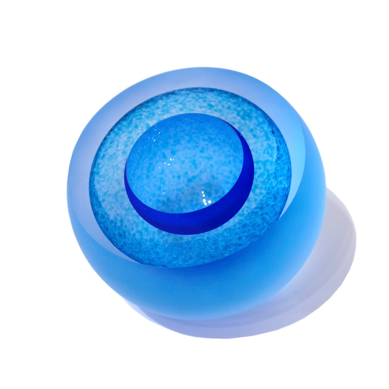 Rebecca Heap, "Geode (Bright Blue)", Hand Blown Glass, 120mm Diameter, 2023