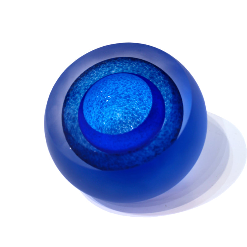 Rebecca Heap, "Geode (Dark Blue)", Hand Blown Glass, 120mm Diameter, 2023