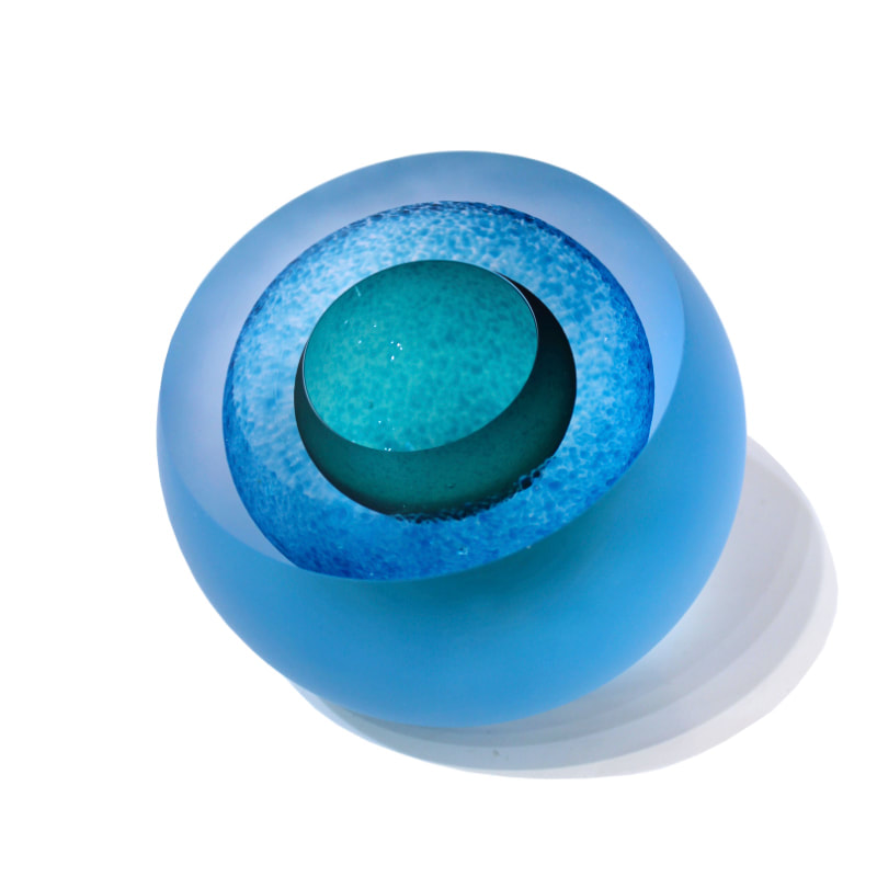 Rebecca Heap, "Geode (Speckle Blue)", Hand Blown Glass, 120mm Diameter, 2023