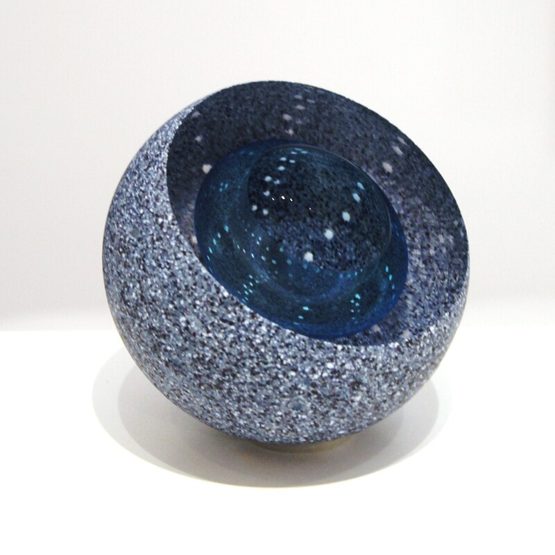 Rebecca Heap, "Granite Geode", Hand Blown Glass, 120mm Diameter, 2022