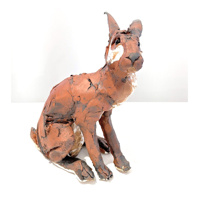 Kylie Matheson- "Red Hare", Hand Built Ceramic, 2022, Approx 30cm tall