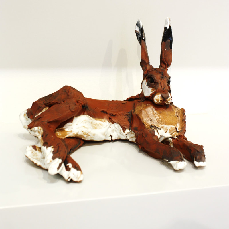 Kylie Matheson- "Red Hare", Hand Built Ceramic, Approx 30cm wide, 2022
