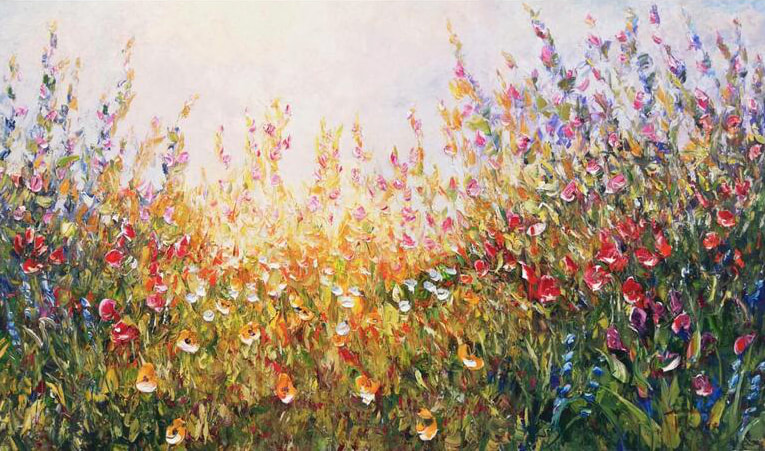 Richard Ponder, "Floral Symphony", Impasto Oil on Canvas, 910 x 1520mm, 2022