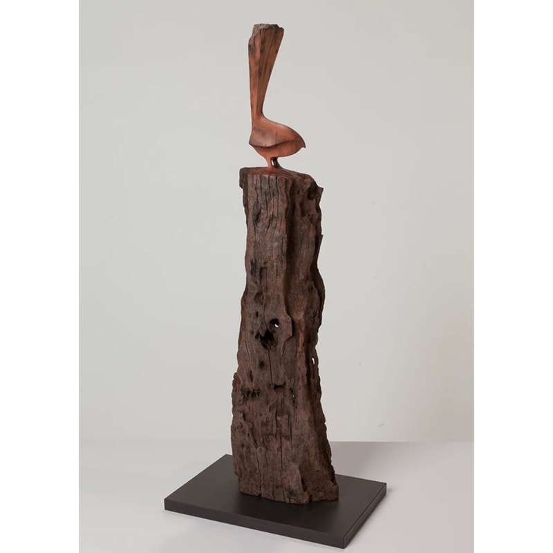 Robbie Nairn- "Piwakawaka / Fantail", Pohutukawa Driftwood, 700 x 140 x 100mm, 2022