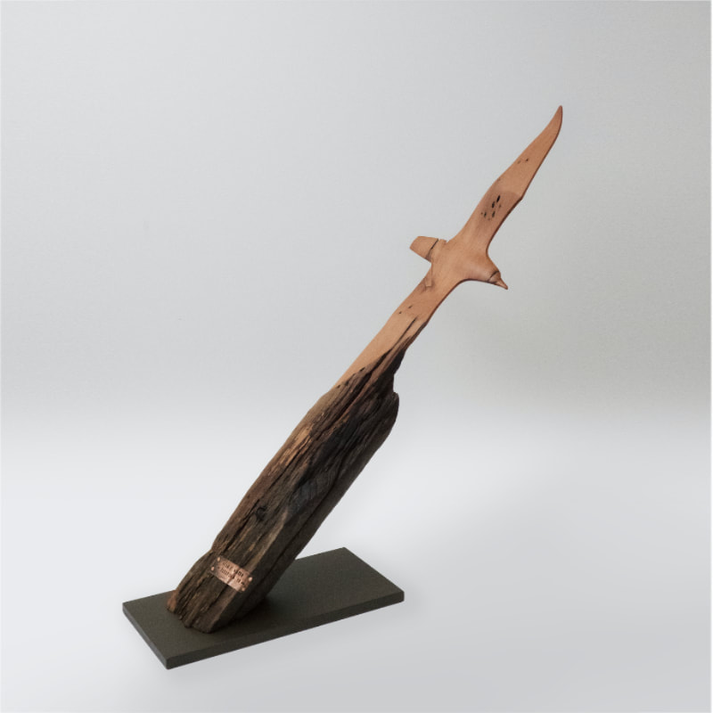 Robbie Nairn "Tarapuka II", Totara Carving, 770 x 800 x 200mm, 2023