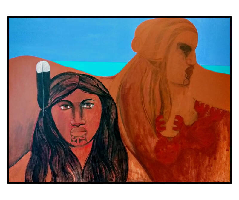 Robyn Kahukiwa, Robyn Kahukiwa, Hine Kōkōwai, Acrylic on Canvas, Archival Framed, Artwork Size 1220 W x 920mm H, 2019, SOLD