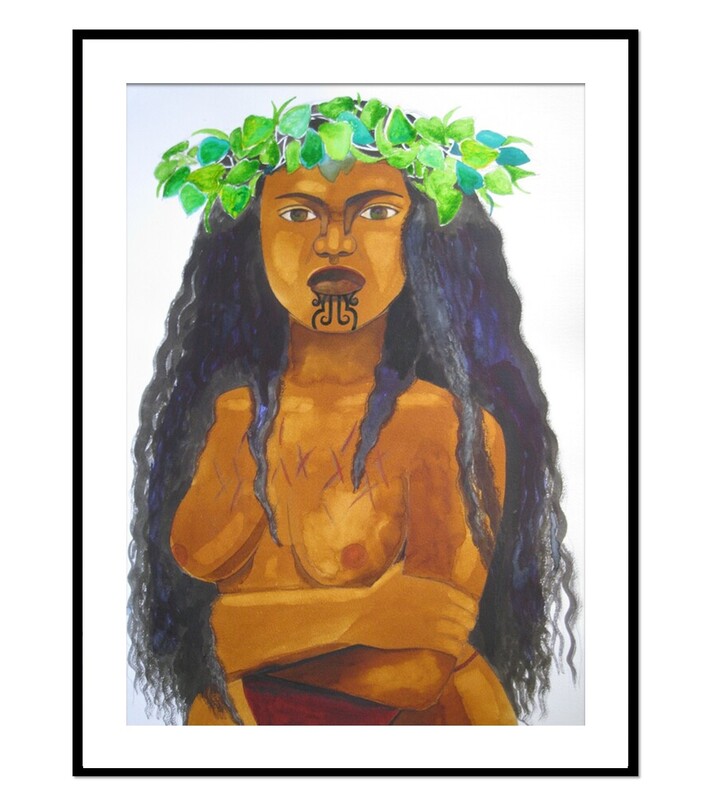 Robyn Kahukiwa, Robyn Kahukiwa, “Hine”, Watercolour acrylic on water colour paper, 420 x 594 mm, Framed, 2017