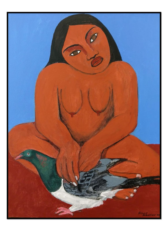 Robyn Kahukiwa, "Tuākana Teina", Acrylic on Canvas, Archival Framed, Artwork Size 355 W x 460mm H, 2019