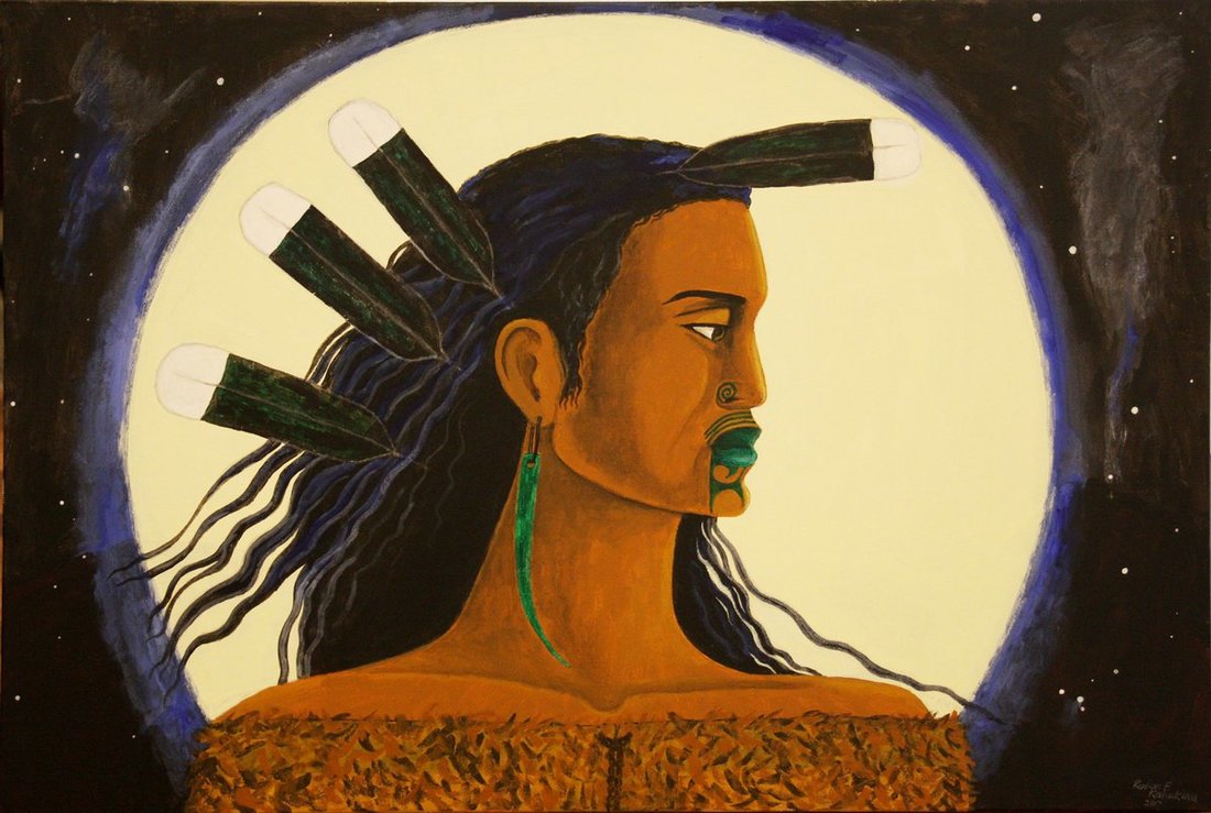 Robyn Kahukiwa, "Upoko Tapu", Tapu Head Series, Acrylic on Canvas, 51 x 76cm, 2017