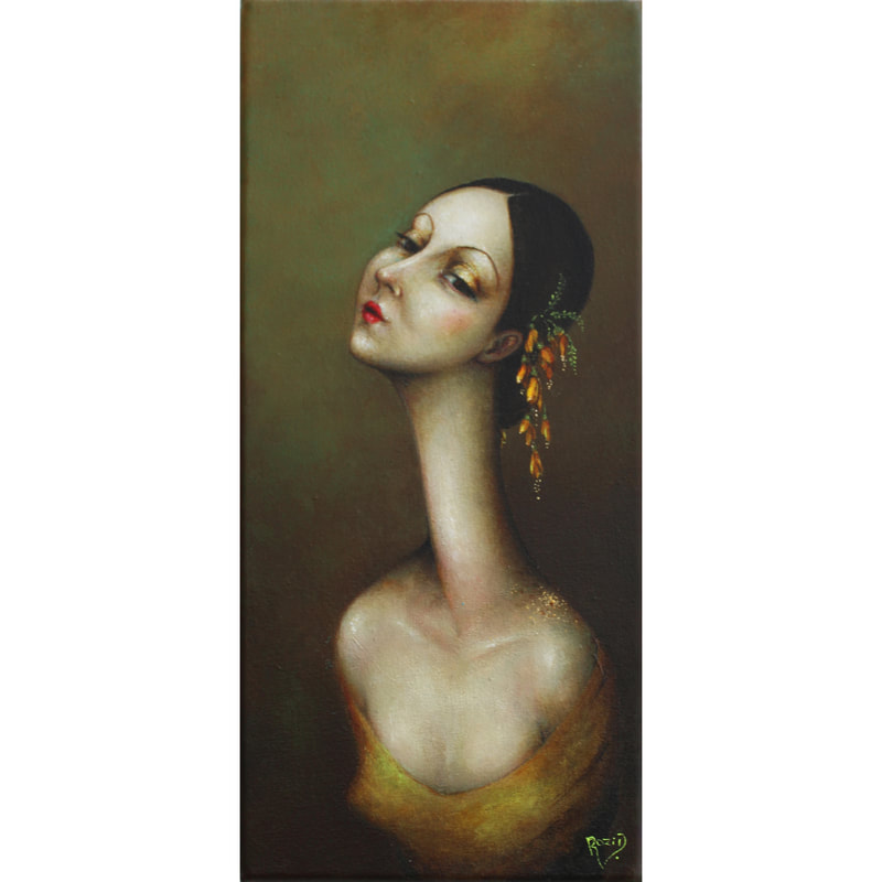 Rozi Demant, "Kowhai", Acrylic on Canvas, 305 x 130mm, 2023
