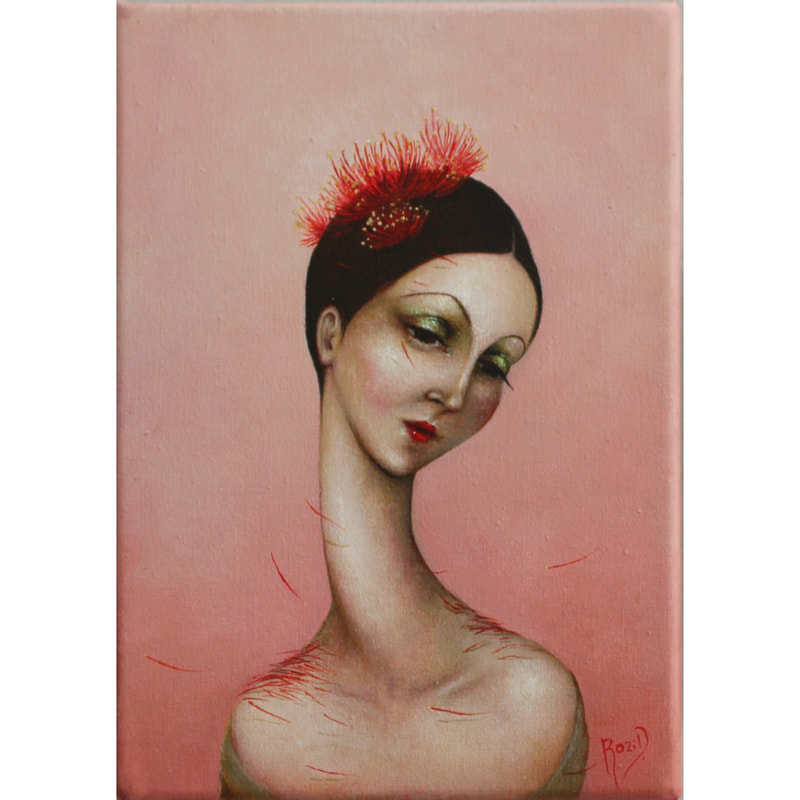 Rozi Demant, "Pohutukawa", Acrylic on Canvas, 200 x 140mm, 2023