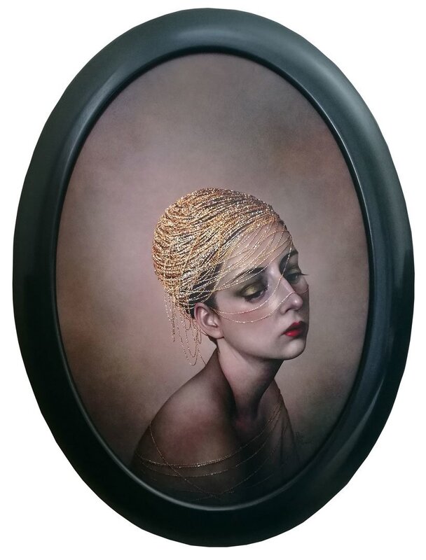 Rozi Demant, "Portrait with Chains", Acrylic on Board, 52 x 36cm, 2017, SOLD