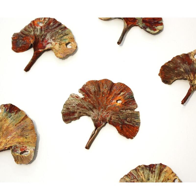 Rudi Buchanan-Strewe, "Ginkgo Leaves- Copper", Hand Beaten Copper, 10cm height, ​Hang Individually or as a cluster